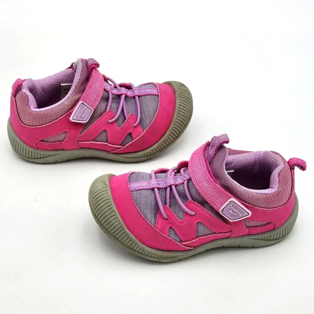 OshKosh B'Gosh Kids Bungee Outdoor Sneakers Shoes Pink Purple Toddler's Size 8